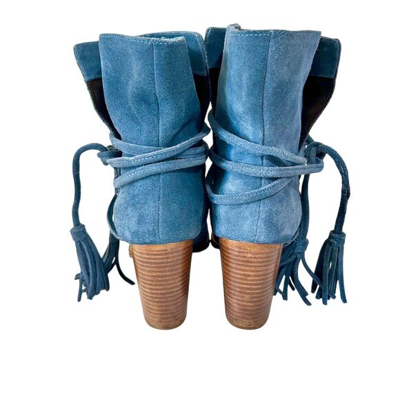 Vintage Aldo Blue Navy Suede Boho Tassel Ankle Boots Festival Quiet Luxury 8 - Picture 9 of 9